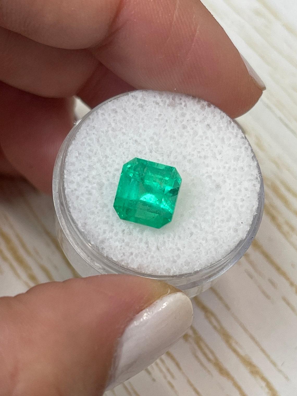 3.28ct Spring Green Asscher Cut Muzo Emerald 8.6x8.2 Genuine May Birthstone In New Condition For Sale In Jupiter, FL