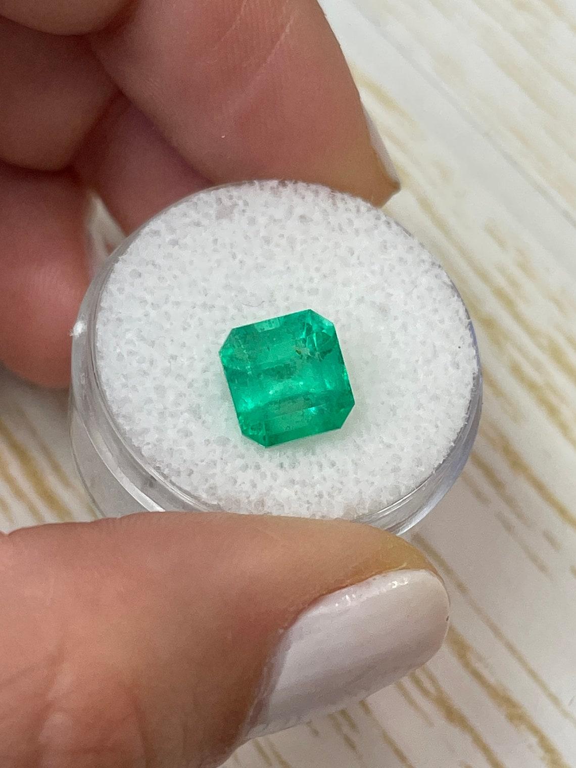 Women's or Men's 3.28ct Spring Green Asscher Cut Muzo Emerald 8.6x8.2 Genuine May Birthstone For Sale