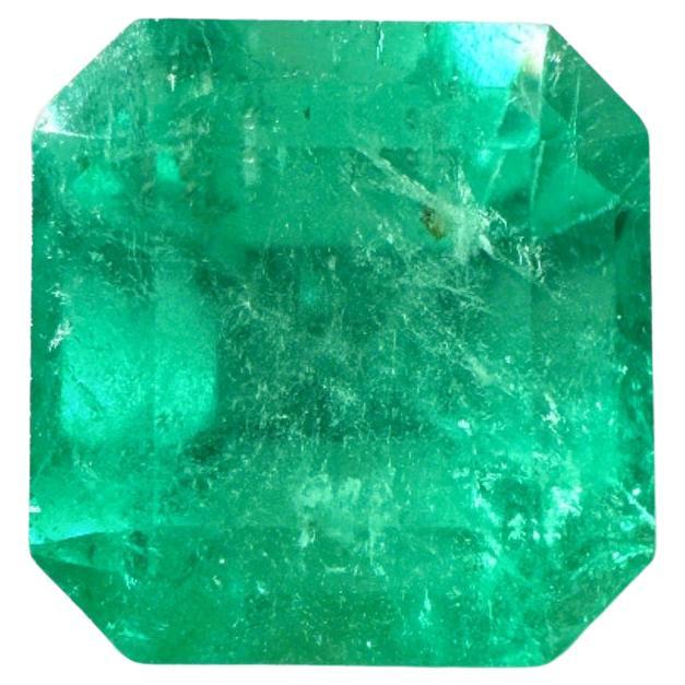 3.28ct Spring Green Asscher Cut Muzo Emerald 8.6x8.2 Genuine May Birthstone