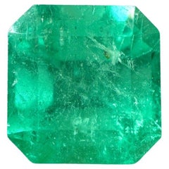 3.28ct Spring Green Asscher Cut Muzo Emerald 8.6x8.2 Genuine May Birthstone