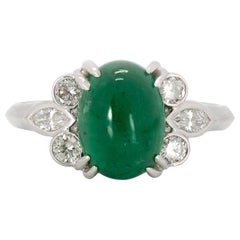 3.29 Carat Emerald and Diamond Platinum Ring