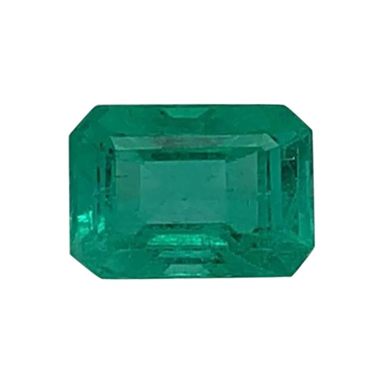 Rare GIA Certified 3.29 Carat Emerald Shape Unheated Green Emerald For Sale