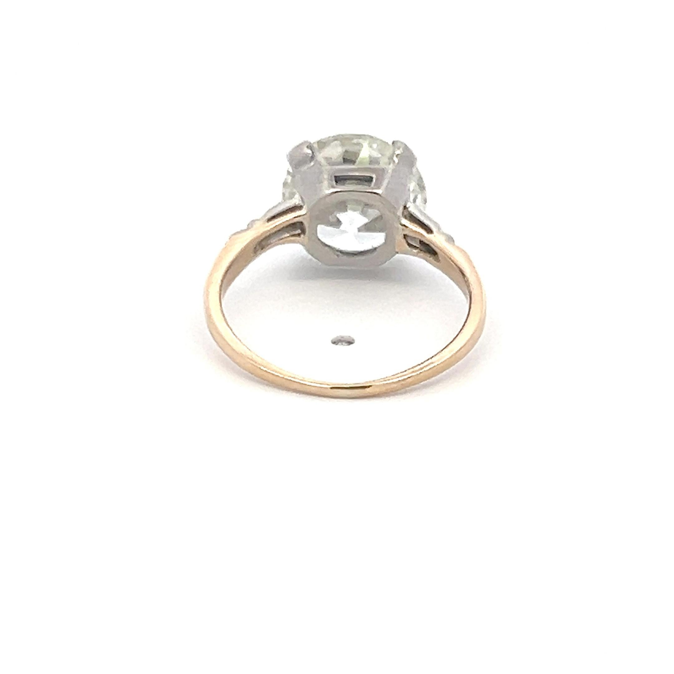 De las mujeres Anillo de Compromiso de Oro/Platino en Dos Tonos de 3,29 Quilates Antiguo Diamante de Corte Europeo Q VS2 en venta