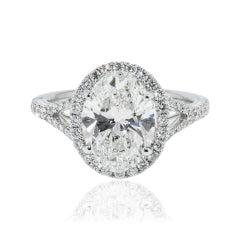 3.29 Carat Oval Diamond Ring Brilliant White 18K Gold Modern Nobility Heirloom