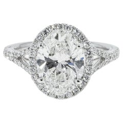 3.29 Carat Oval Diamond Ring Brilliant White 18K Gold Modern Nobility Heirloom