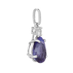 3.29 Carat Pear Purple Tanzanite Diamond White Gold Pendant