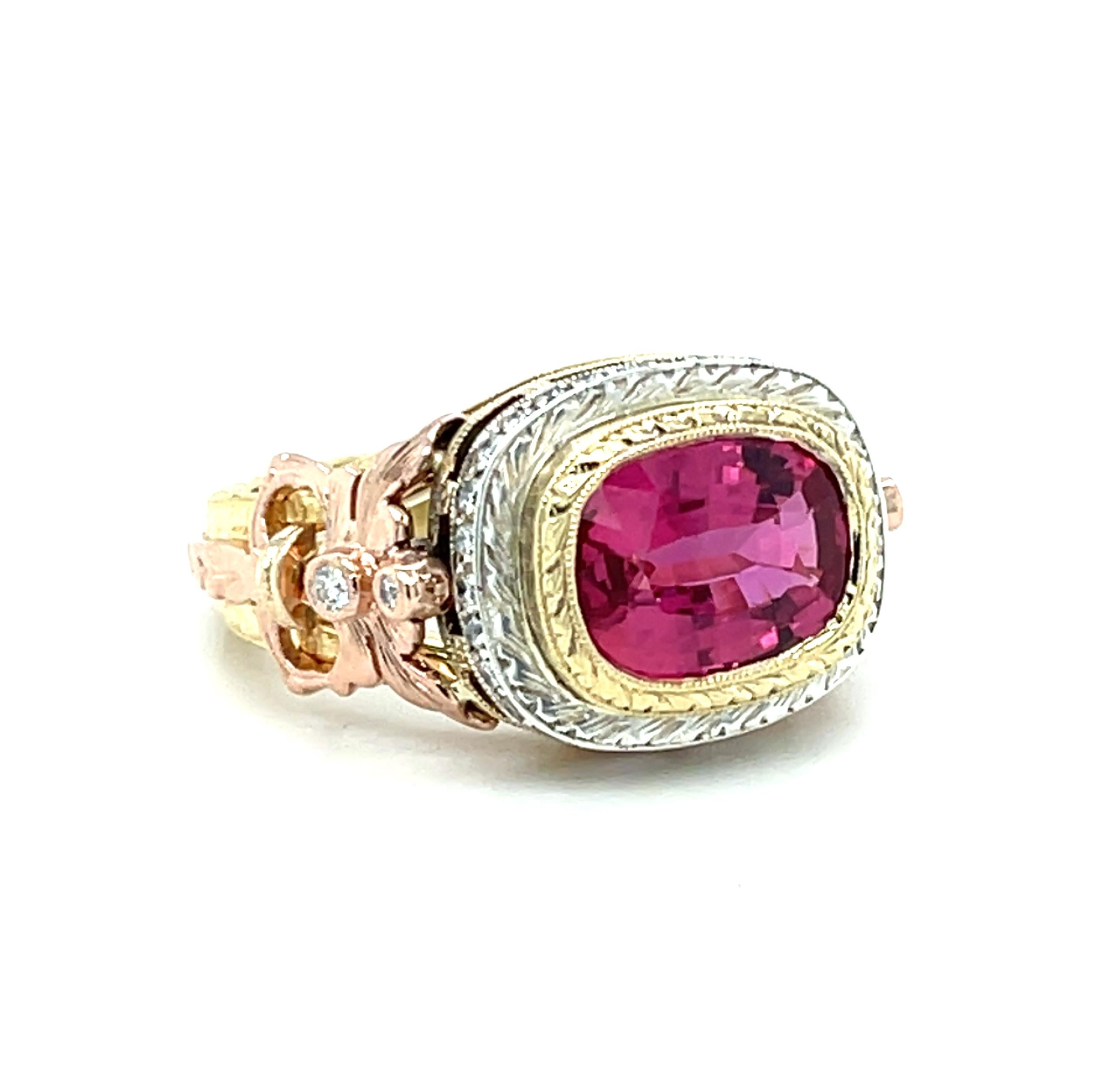 3.29 Carat Pink Sapphire and Diamond Cocktail Ring in 18k Gold im Zustand „Neu“ im Angebot in Los Angeles, CA