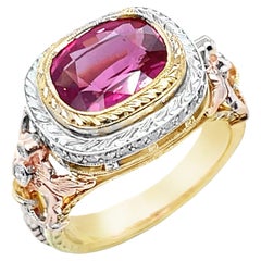 3.29 Carat Pink Sapphire and Diamond Cocktail Ring in 18k Gold