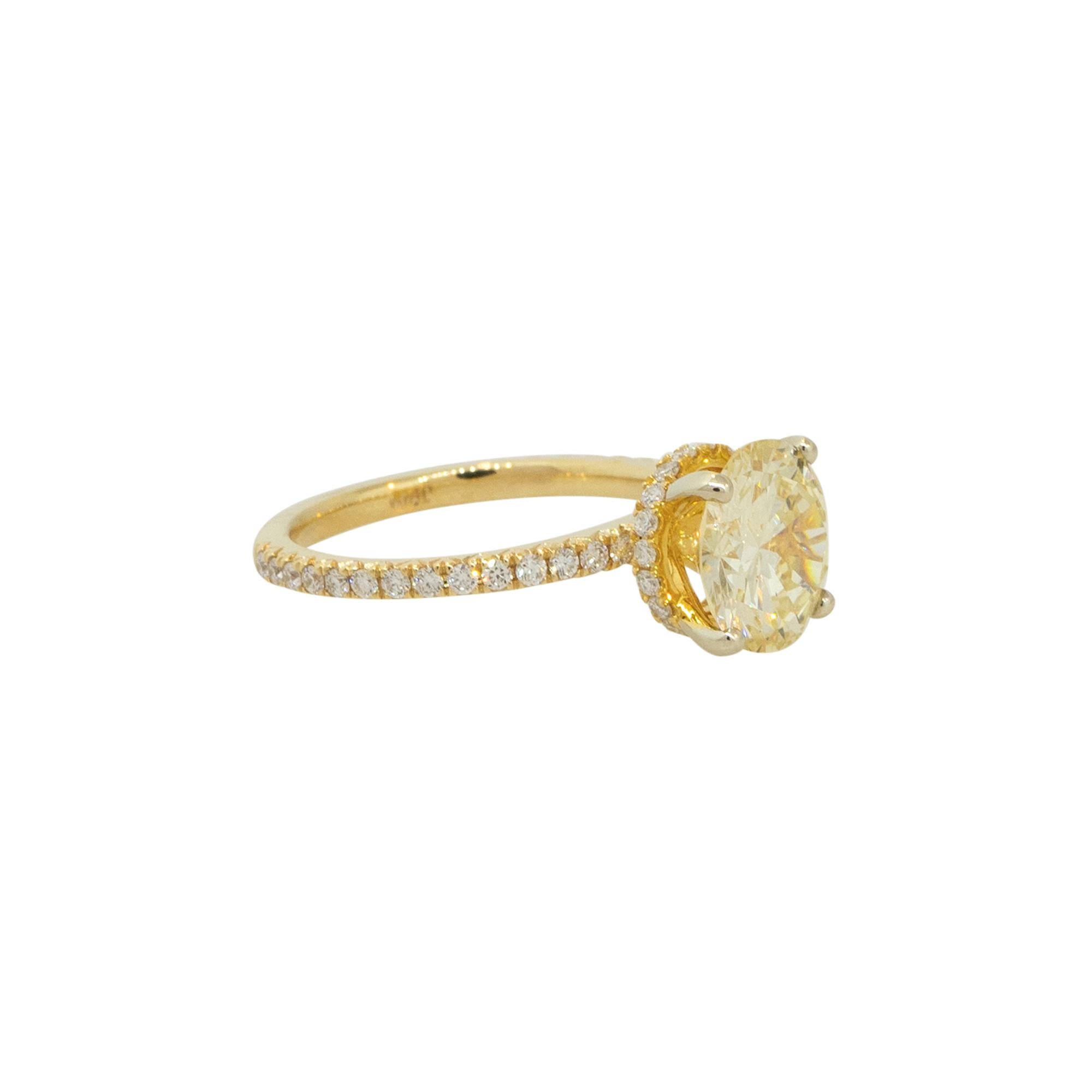 18k Yellow Gold 3.29ctw Round Brilliant Diamond Engagement Ring

Material: 18k Yellow Gold
Center Diamond Details: Approx. 2.79ct Round Brilliant Diamond. Diamond is M in color and VS1 in clarity
Diamond Details: Approx. 0.50ctw of Round Cut
