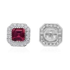 3,29 Karat Rubin Edelstein 0,93 Karat SI/H Diamant 18 Karat Weißgold Ohrringe