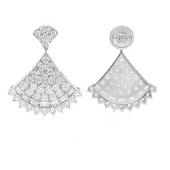 3.29 Carat SI Clarity HI Color Diamond Dangle Fine Earrings 18 Karat White Gold