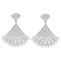 3.29 Carat SI Clarity HI Color Diamond Dangle Fine Earrings 18 Karat White Gold