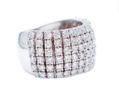 3.29 Carats Diamonds, 18 Karat White Gold Band Ring