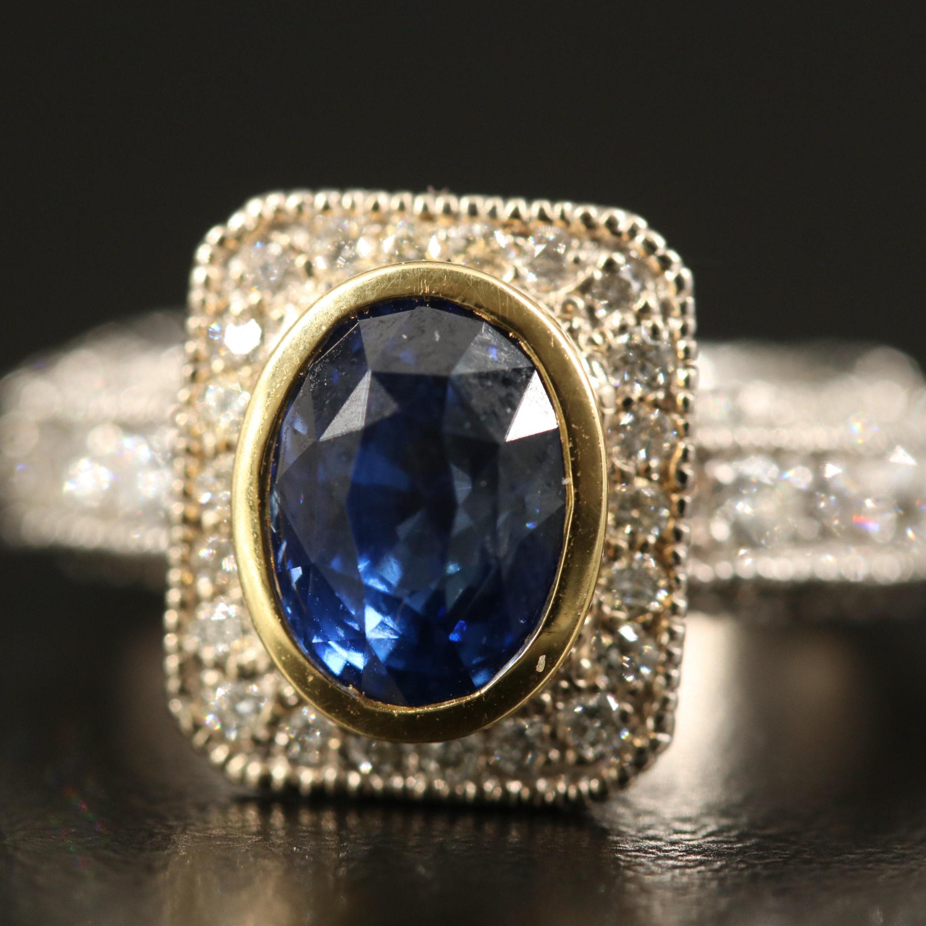 in vendita:  Anello di fidanzamento con zaffiro e diamante da 3,29 carati, anello con zaffiro in oro bianco 18 carati 2