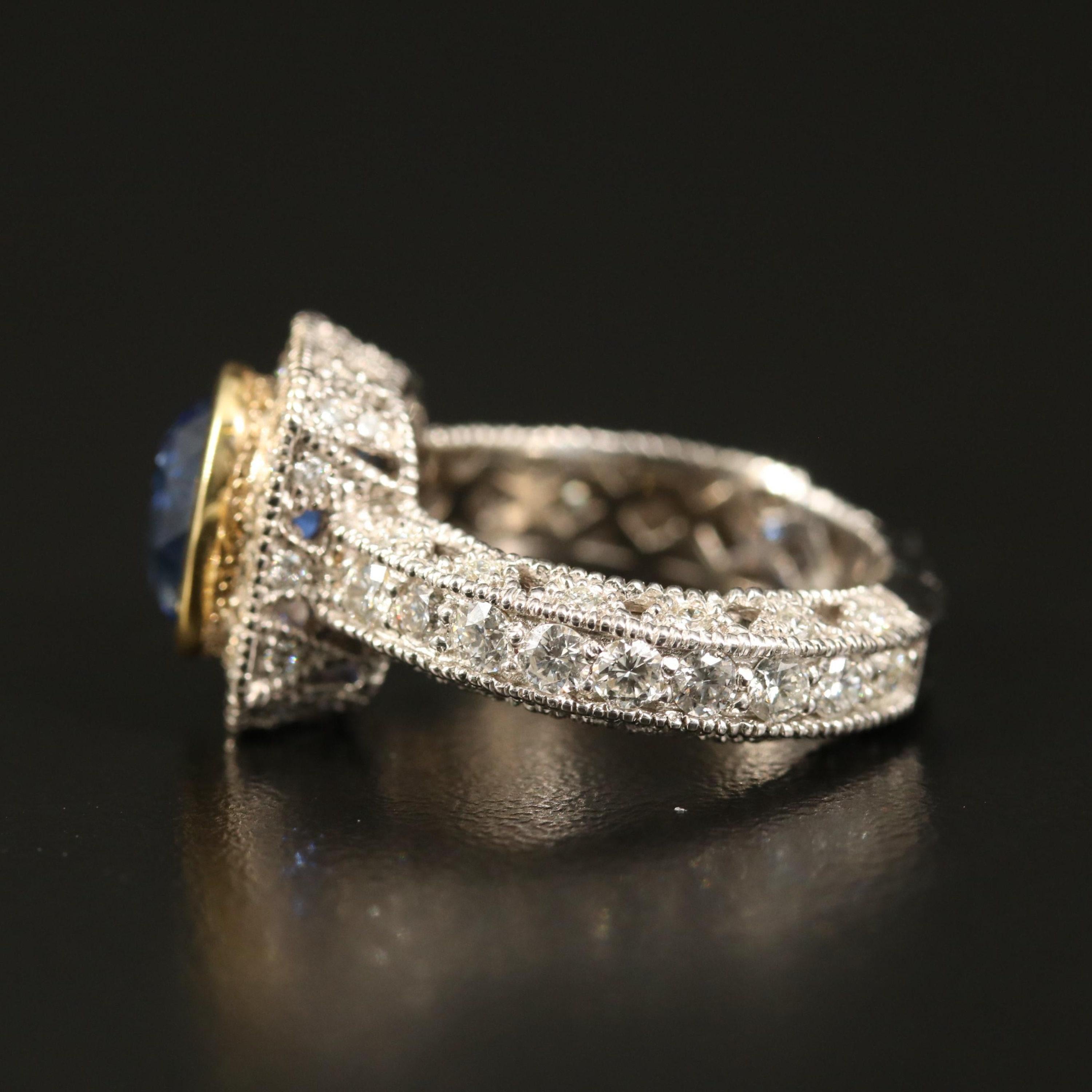 in vendita:  Anello di fidanzamento con zaffiro e diamante da 3,29 carati, anello con zaffiro in oro bianco 18 carati 3
