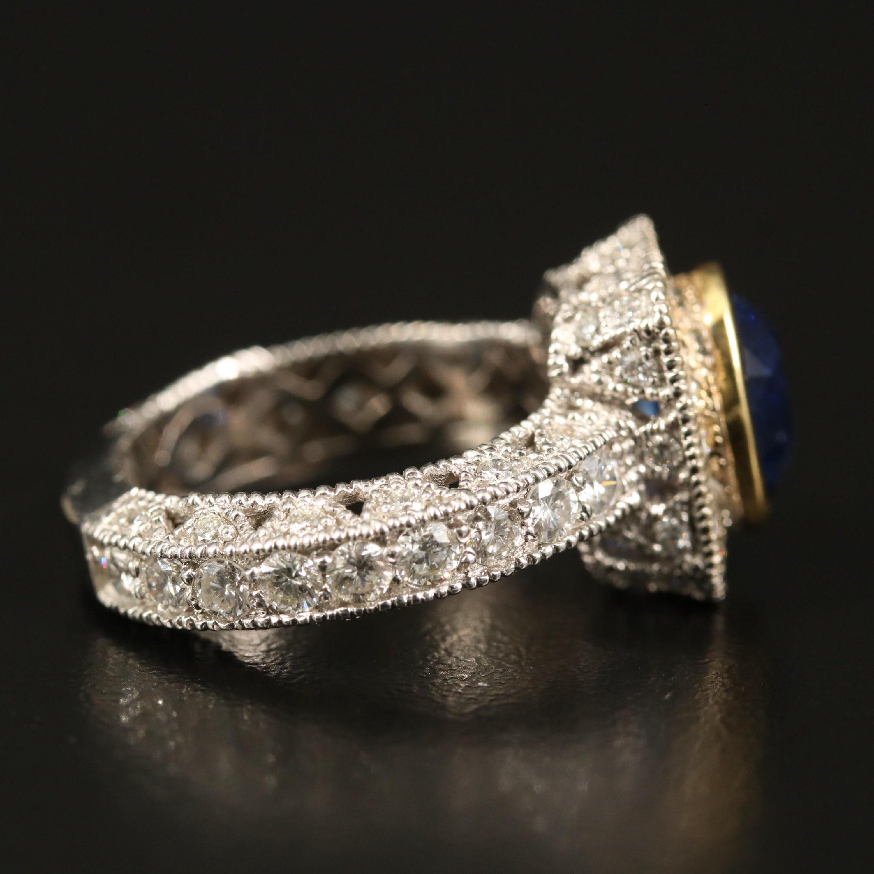 in vendita:  Anello di fidanzamento con zaffiro e diamante da 3,29 carati, anello con zaffiro in oro bianco 18 carati 5