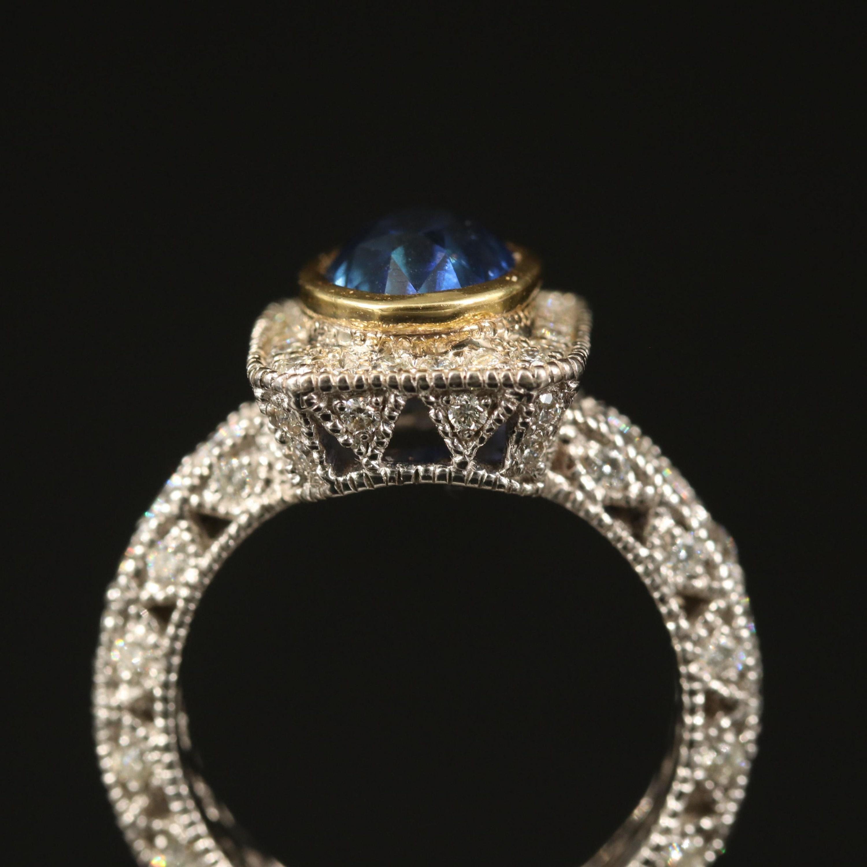 in vendita:  Anello di fidanzamento con zaffiro e diamante da 3,29 carati, anello con zaffiro in oro bianco 18 carati 6