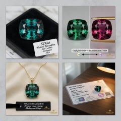 Pierre brute d'alexandrite, chrysobéryl naturel à changement de couleur, 32,92 ct
