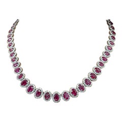 32,95 Karat natürlicher Rubin & Diamant-Halskette