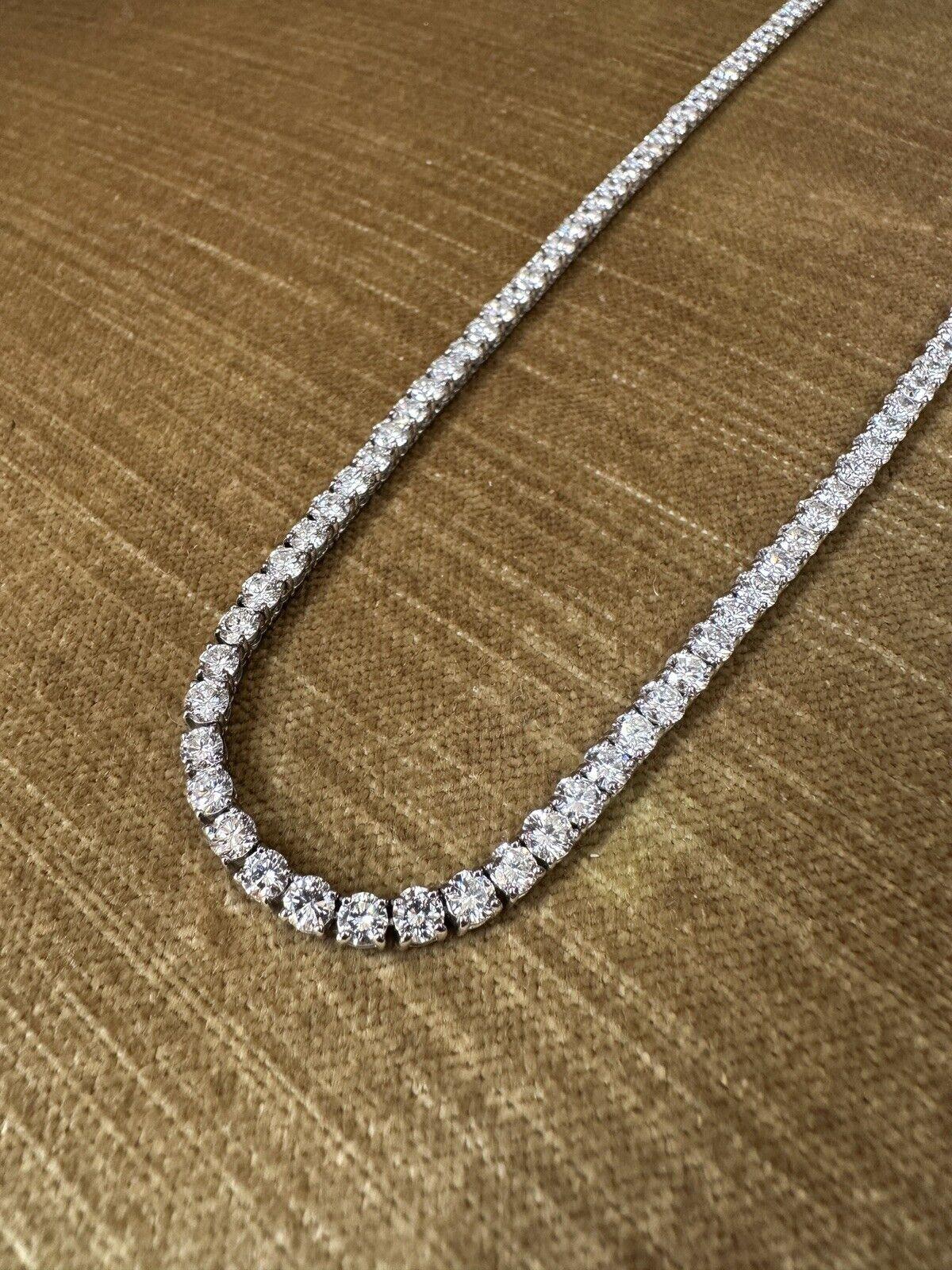32.96 Carats Diamond Long Tennis Necklace in 18k White Gold In Excellent Condition For Sale In La Jolla, CA