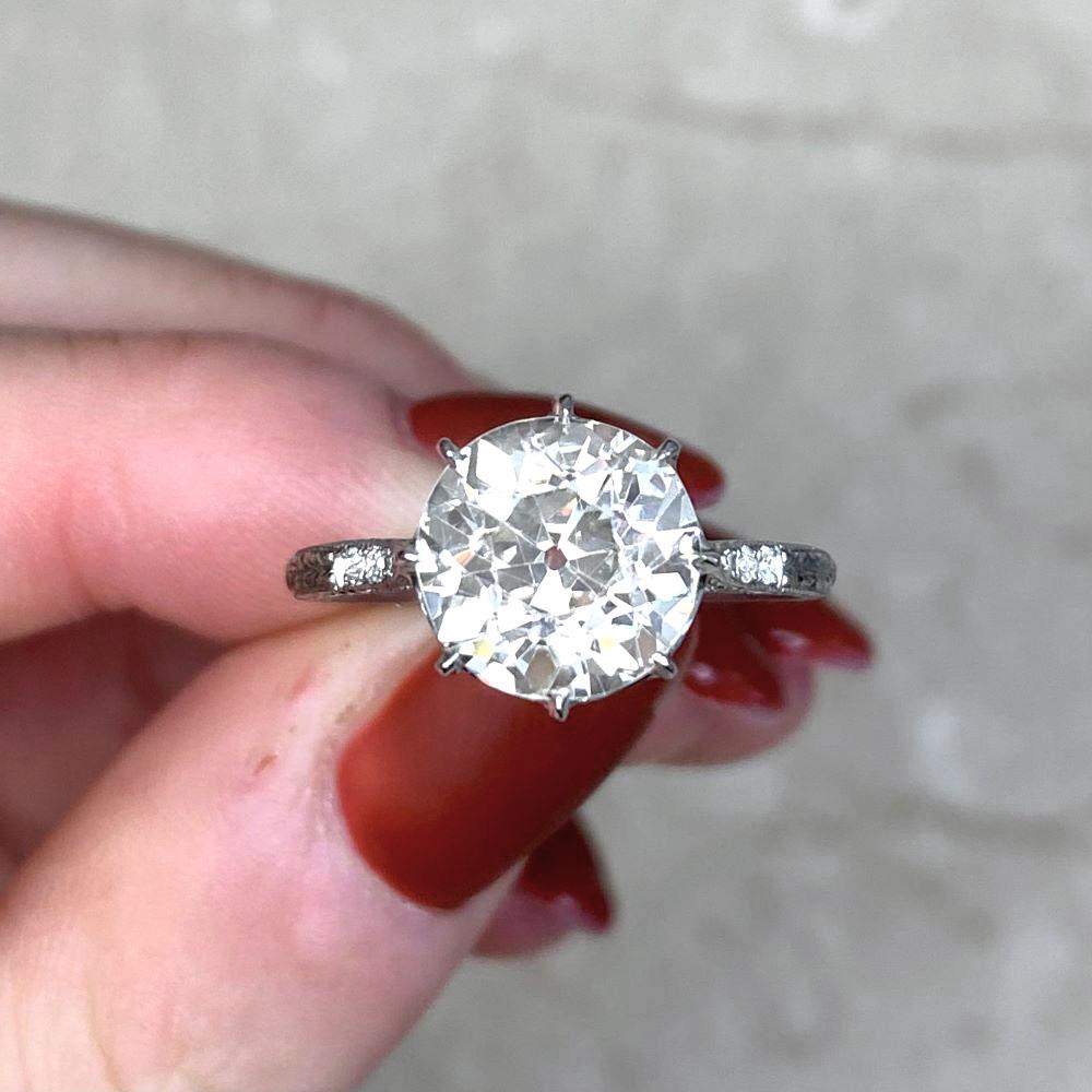 3.29ct Antique Art Deco Diamond Engagement Ring with Old European Cut Diamonds For Sale 5
