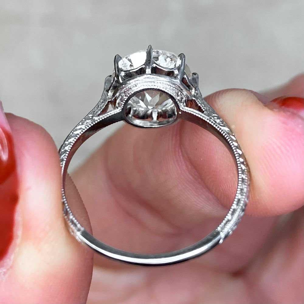 3.29ct Antique Art Deco Diamond Engagement Ring with Old European Cut Diamonds For Sale 6