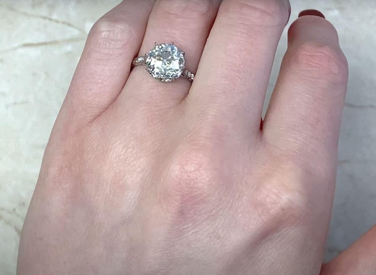 3.29ct Antique Art Deco Diamond Engagement Ring with Old European Cut Diamonds For Sale 3