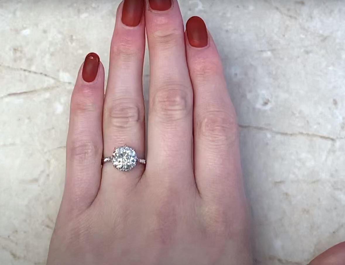 3.29ct Antique Art Deco Diamond Engagement Ring with Old European Cut Diamonds For Sale 4