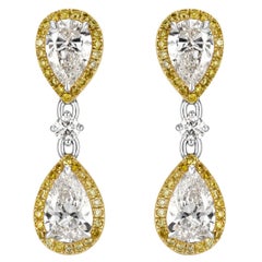 3.29ct Pear Shaped Diamond Dangle Earrings