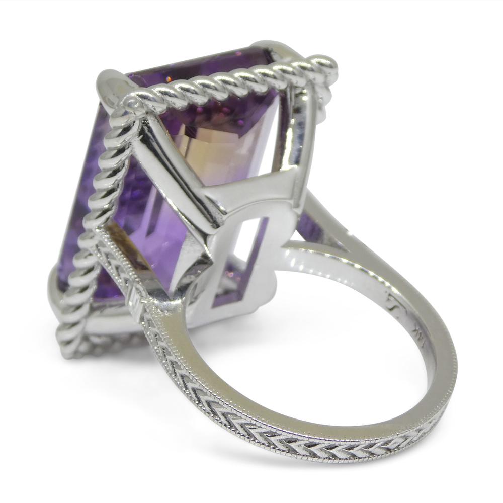 32 Karat Ametrine & Diamant-Cocktailring aus 14 Karat Weißgold im Angebot 6