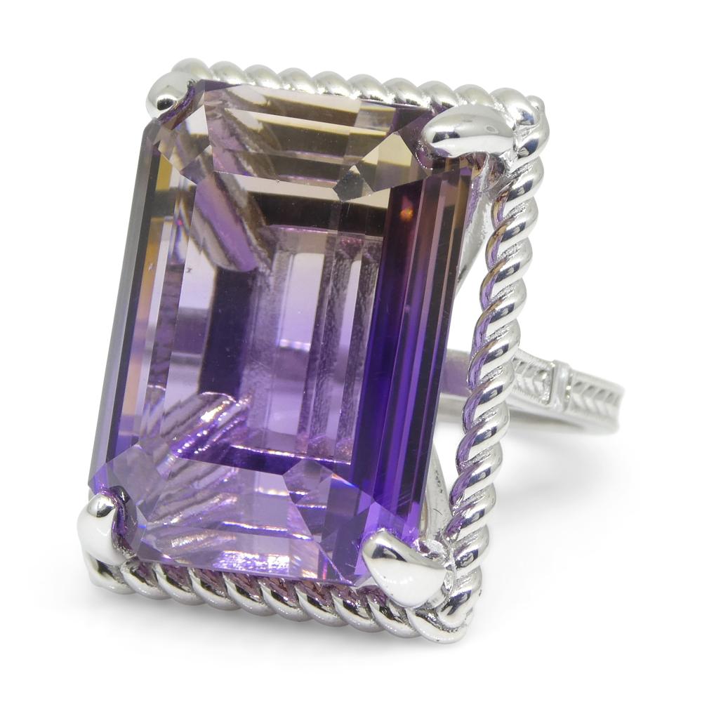 32ct Ametrine & Diamond Cocktail Ring set in 14k White Gold For Sale 9