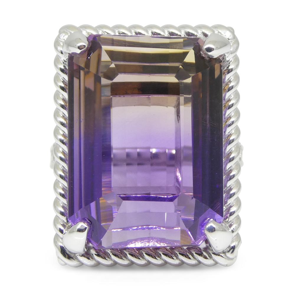 32ct Ametrine & Diamond Cocktail Ring set in 14k White Gold For Sale 10