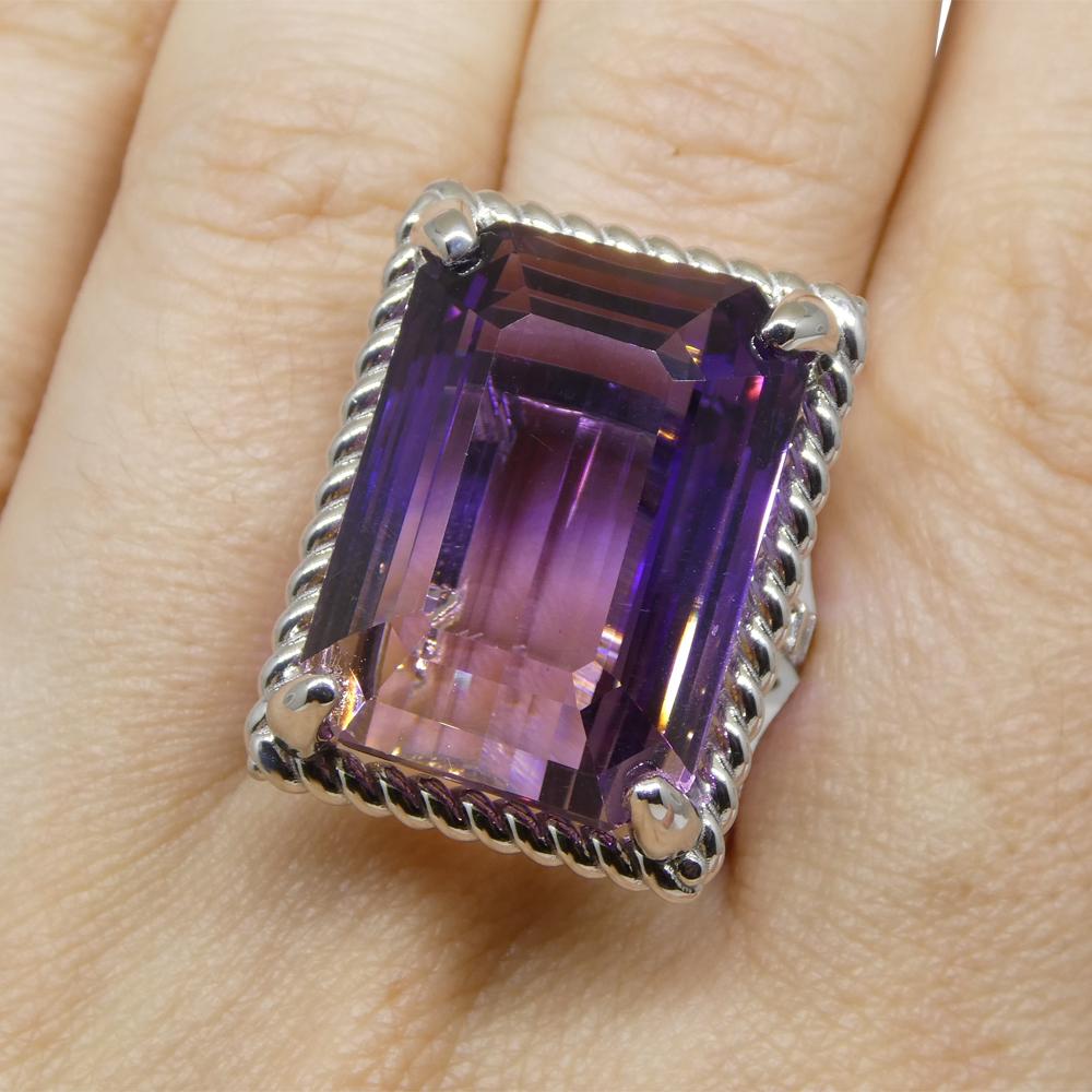 32 Karat Ametrine & Diamant-Cocktailring aus 14 Karat Weißgold im Angebot 11