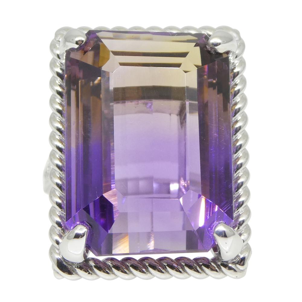 32ct Ametrine & Diamond Cocktail Ring set in 14k White Gold For Sale 14