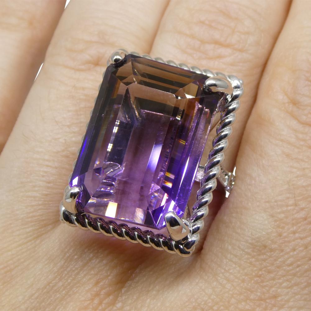 Contemporary 32ct Ametrine & Diamond Cocktail Ring set in 14k White Gold For Sale