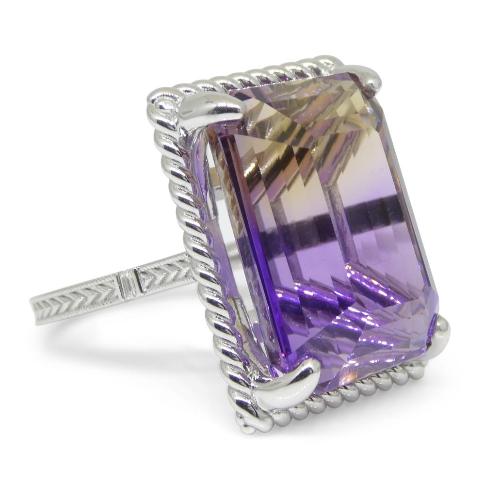 32ct Ametrine & Diamond Cocktail Ring set in 14k White Gold For Sale 3