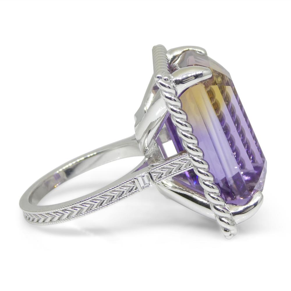 32ct Ametrine & Diamond Cocktail Ring set in 14k White Gold For Sale 4