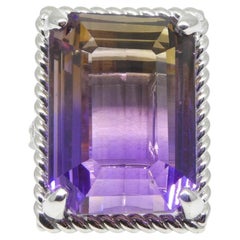32ct Ametrine & Diamond Cocktail Ring set in 14k White Gold