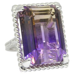 32ct Ametrine & Diamond Cocktail Ring set in 14k White Gold