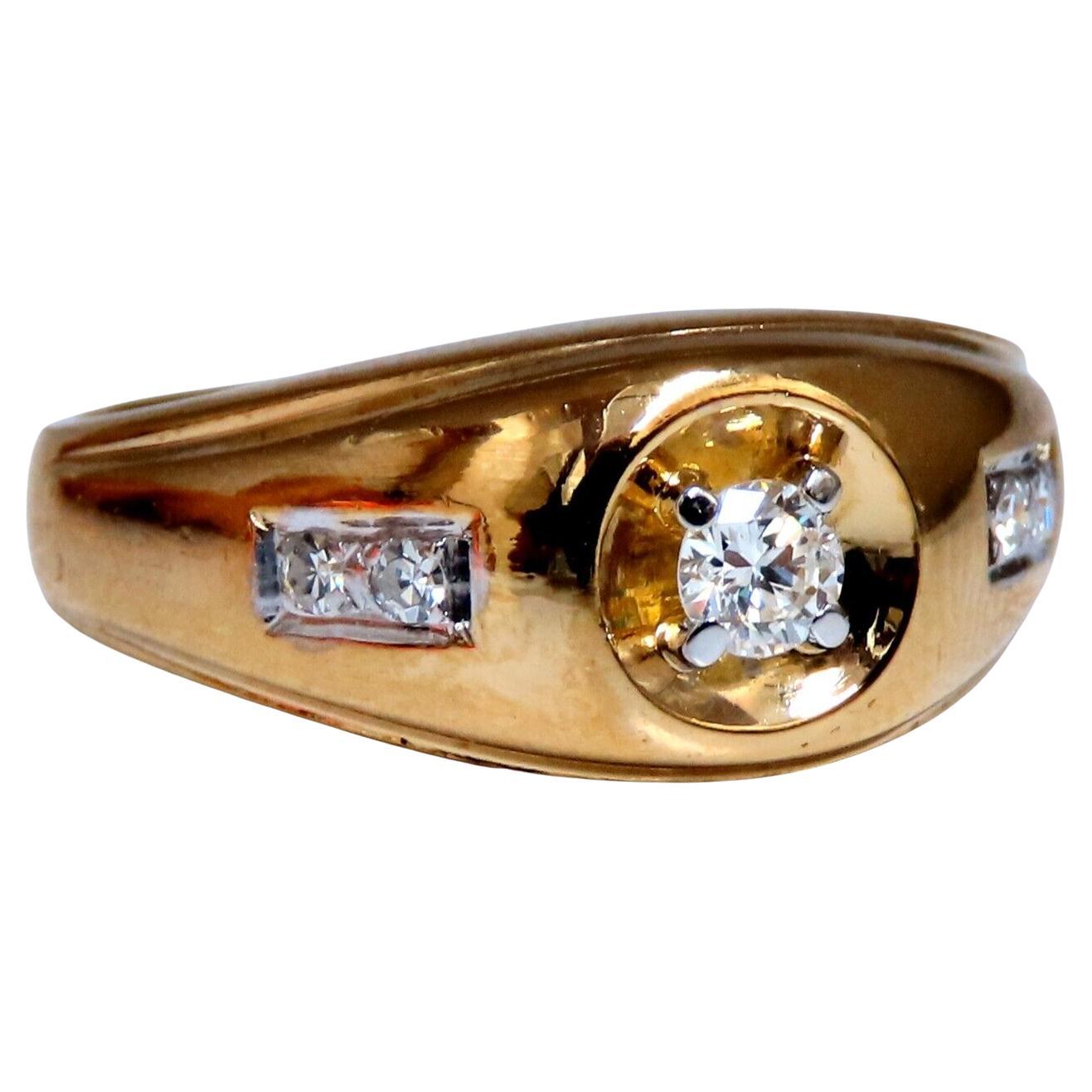 .32 Carat Mens Natural Round Diamond Solitaire Ring 14 Karat For Sale