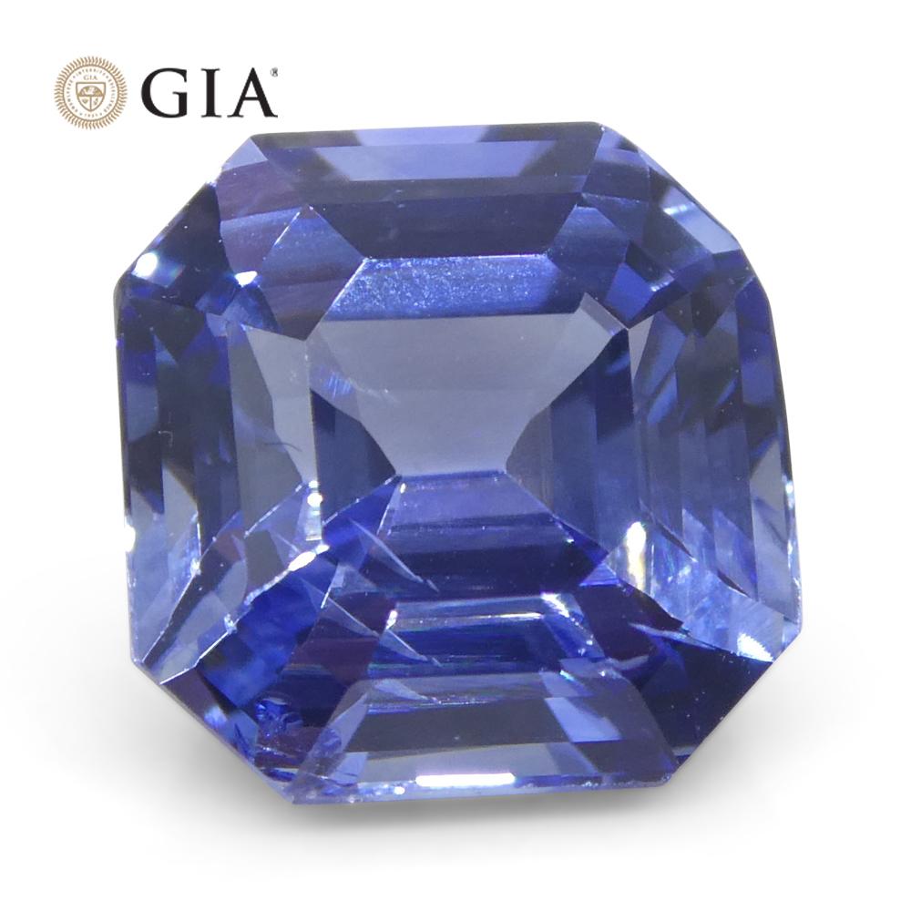 3.2ct Octagonal/Emerald Cut Blue Sapphire GIA Certified Sri Lanka   For Sale 6