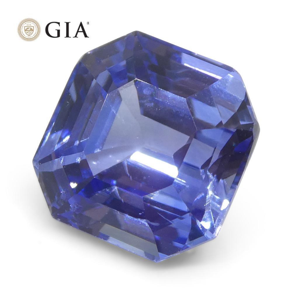 3.2ct Octagonal/Emerald Cut Blue Sapphire GIA Certified Sri Lanka   For Sale 8