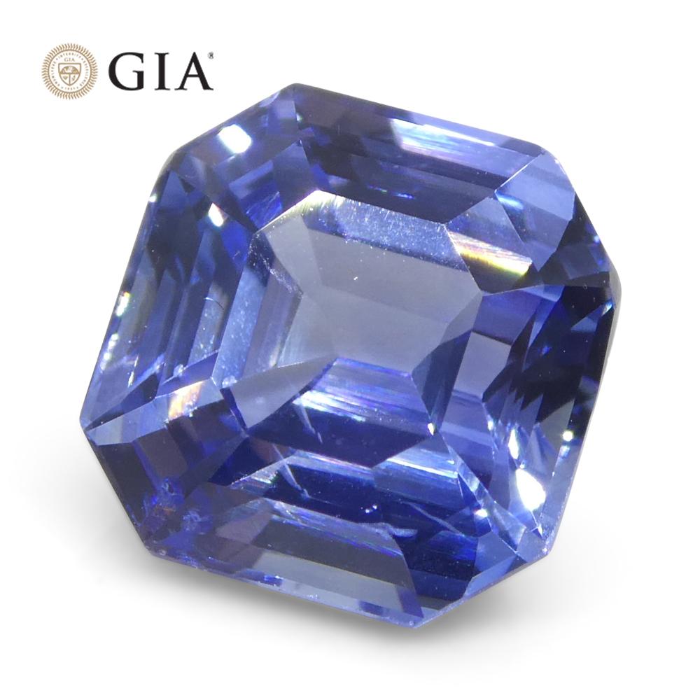 3.2ct Octagonal/Emerald Cut Blue Sapphire GIA Certified Sri Lanka   For Sale 9