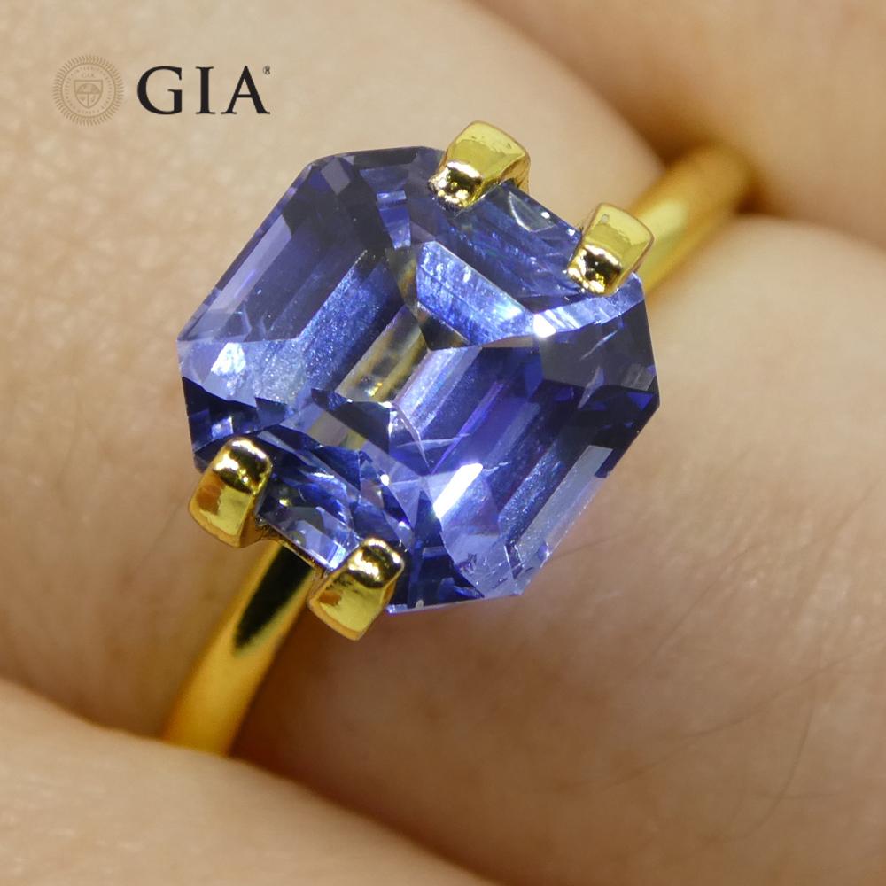 3.2ct Octagonal/Emerald Cut Blue Sapphire GIA Certified Sri Lanka   In New Condition For Sale In Toronto, Ontario