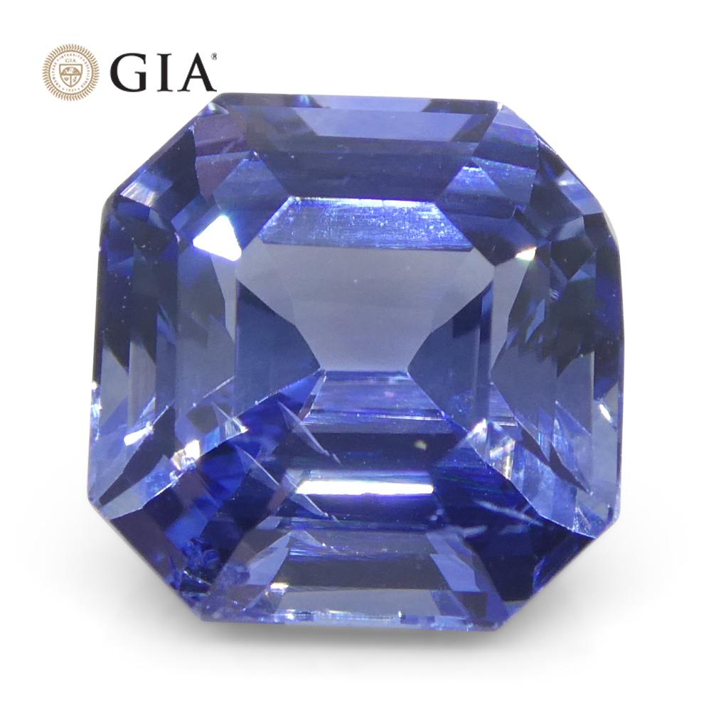 3.2ct Octagonal/Emerald Cut Blue Sapphire GIA Certified Sri Lanka   For Sale 1