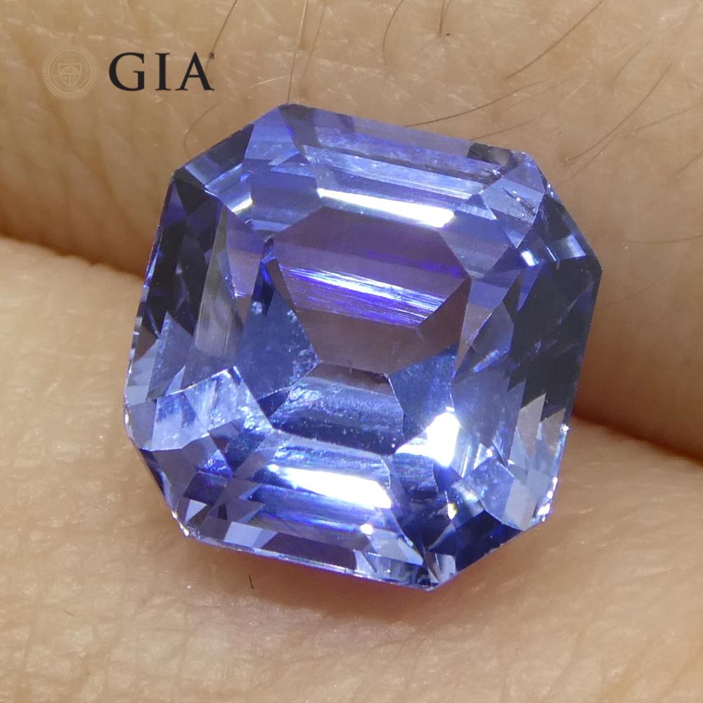 3.2ct Octagonal/Emerald Cut Blue Sapphire GIA Certified Sri Lanka   For Sale 2