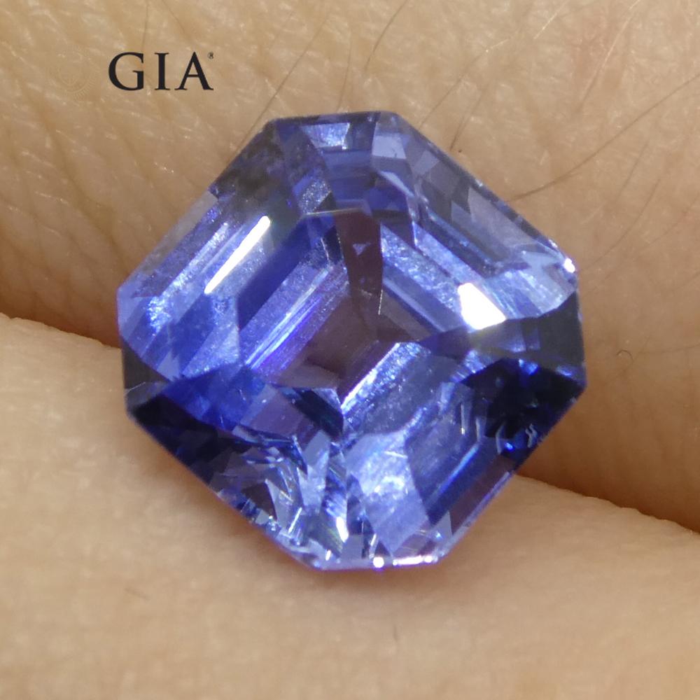3.2ct Octagonal/Emerald Cut Blue Sapphire GIA Certified Sri Lanka   For Sale 3