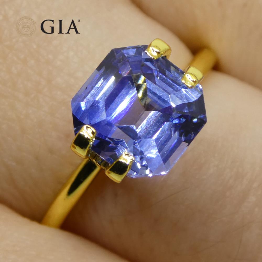 3.2ct Octagonal/Emerald Cut Blue Sapphire GIA Certified Sri Lanka   For Sale 4