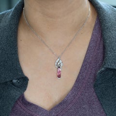 3.2Ct Pink Tourmaline Pendant with Earth Mined Diamond Accents: Solid 18K Gold