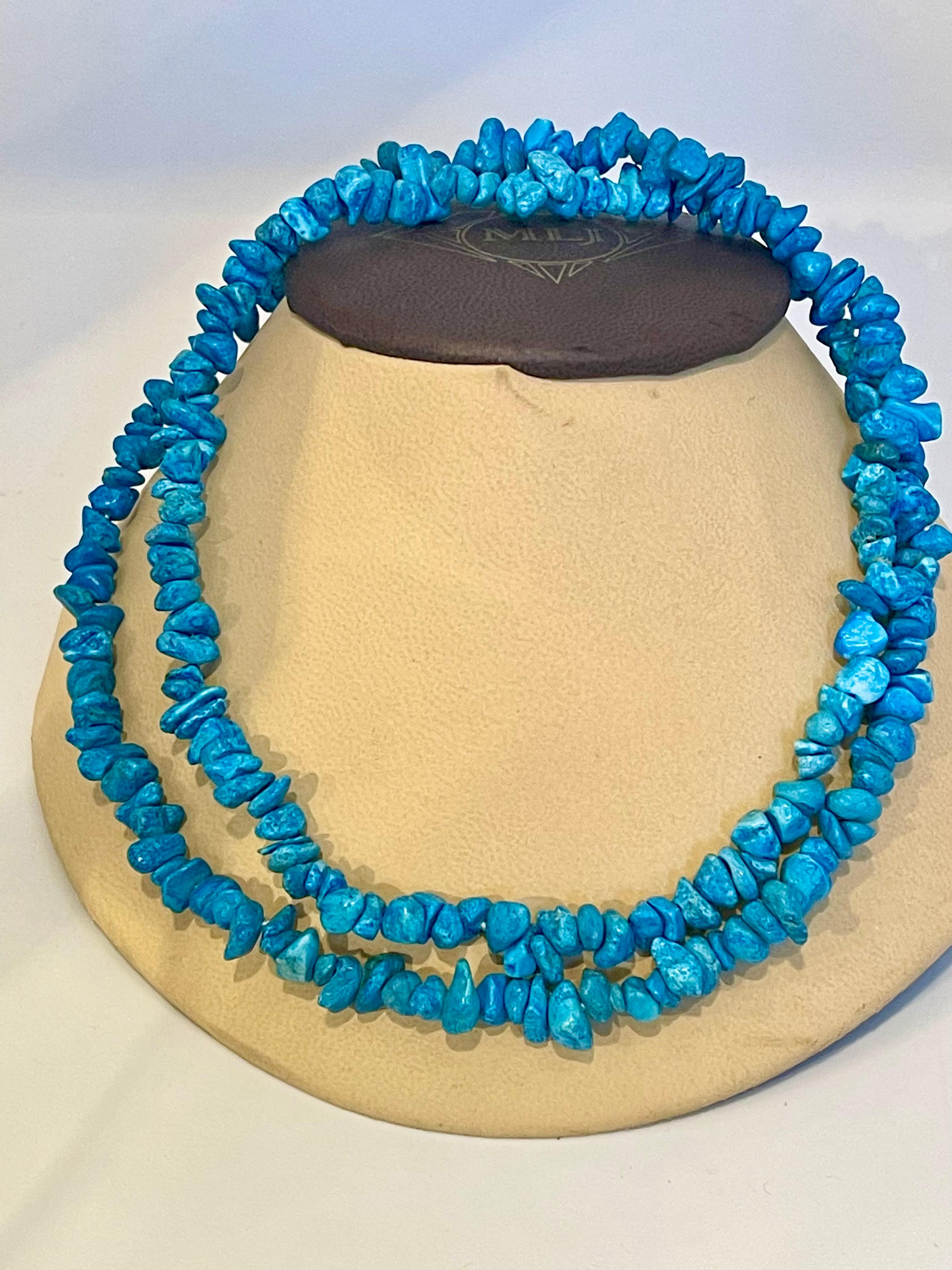 Rough Cut Turquoise Chip Necklace Turquoise Beads Turquoise Gemstone Natural For Sale